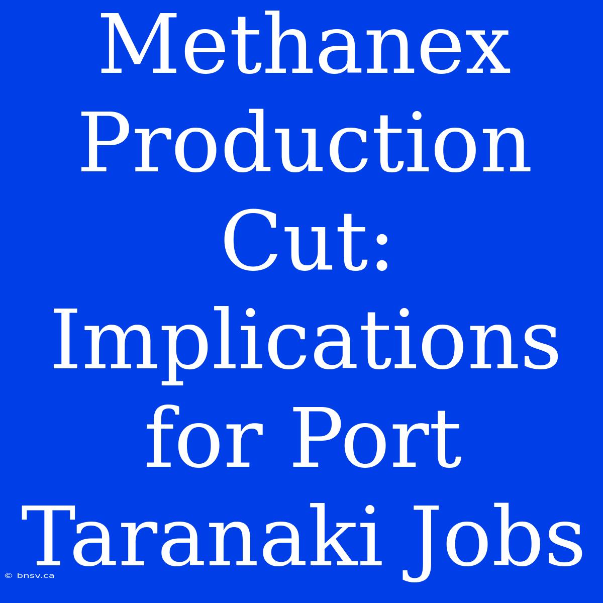 Methanex Production Cut: Implications For Port Taranaki Jobs