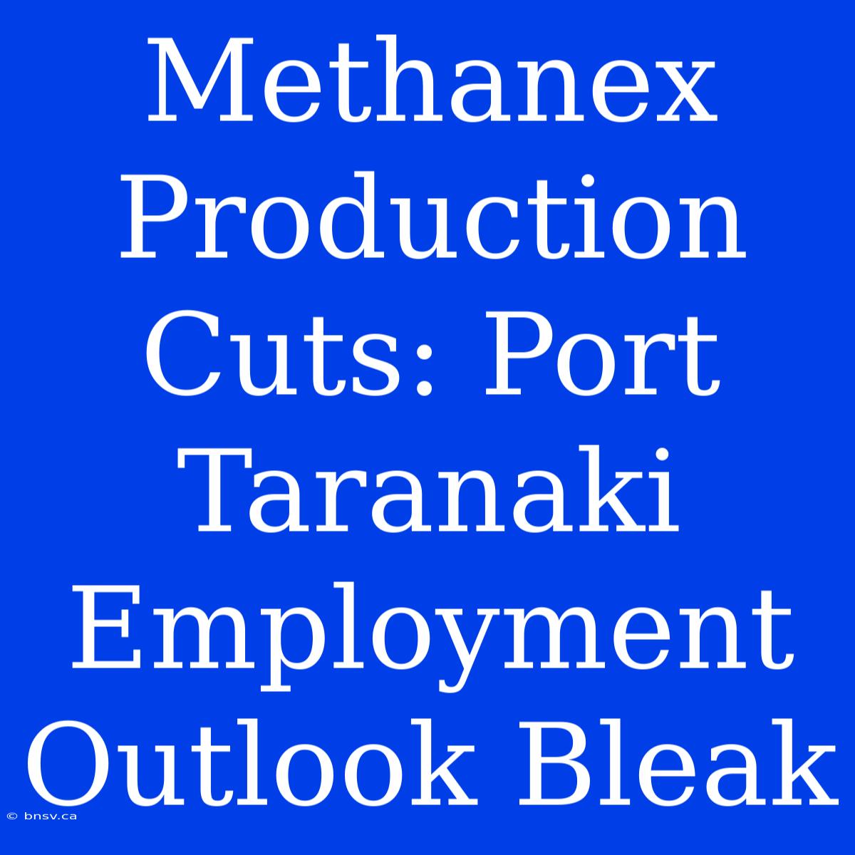 Methanex Production Cuts: Port Taranaki Employment Outlook Bleak