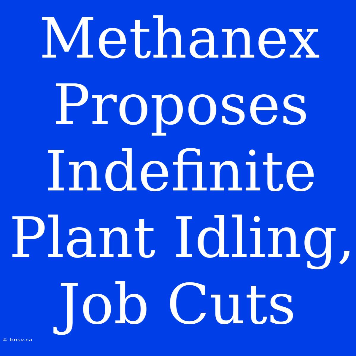 Methanex Proposes Indefinite Plant Idling, Job Cuts