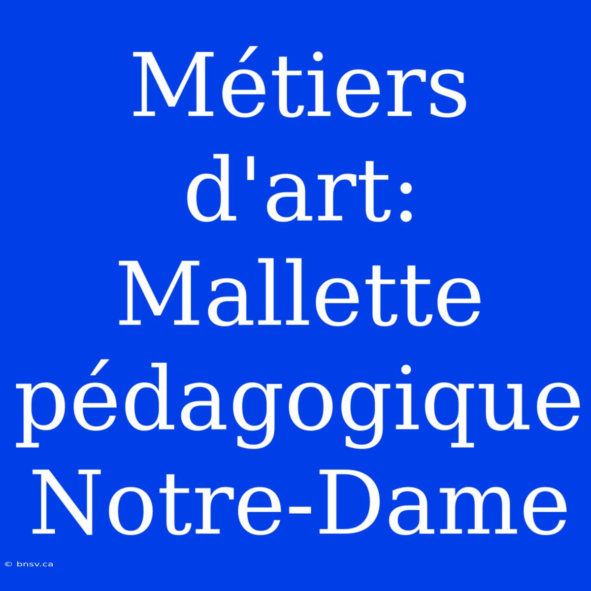 Métiers D'art: Mallette Pédagogique Notre-Dame