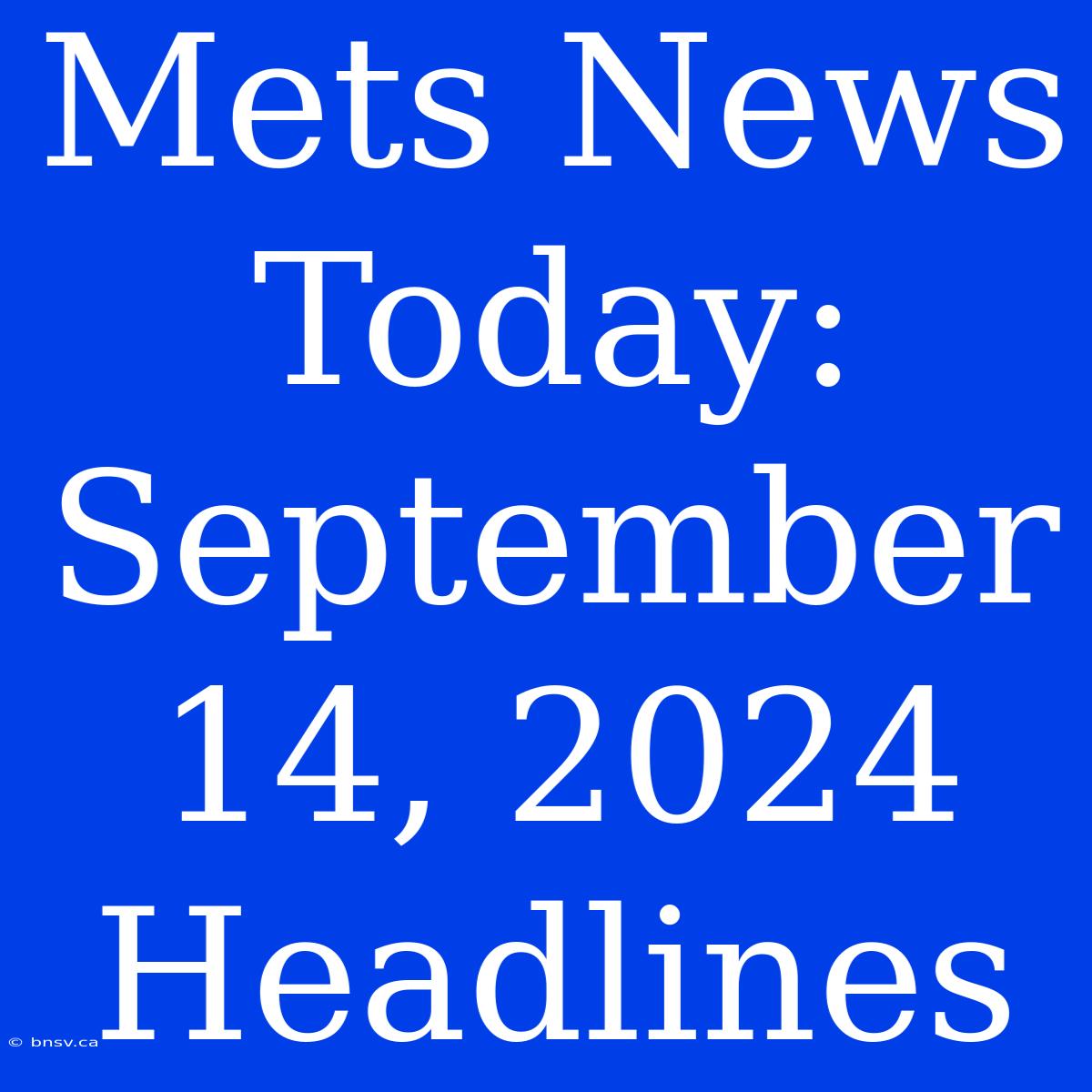 Mets News Today: September 14, 2024 Headlines