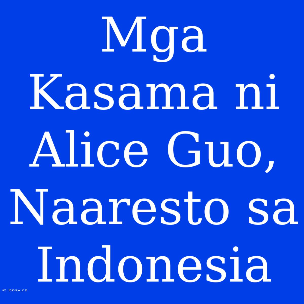 Mga Kasama Ni Alice Guo, Naaresto Sa Indonesia