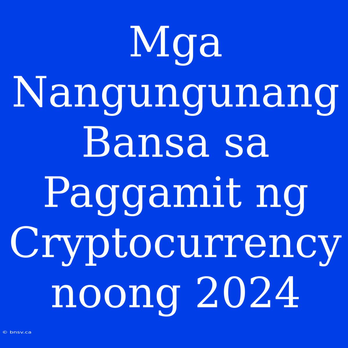 Mga Nangungunang Bansa Sa Paggamit Ng Cryptocurrency Noong 2024