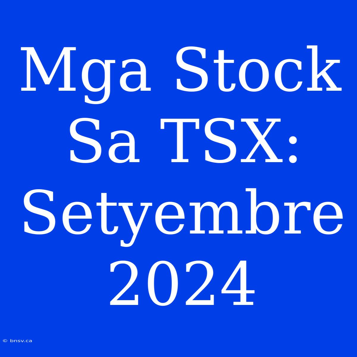 Mga Stock Sa TSX: Setyembre 2024