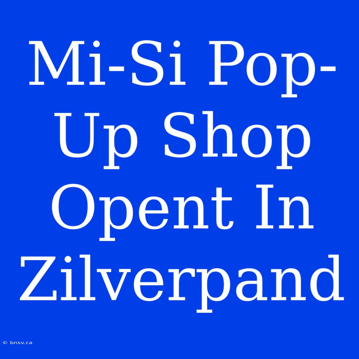 Mi-Si Pop-Up Shop Opent In Zilverpand