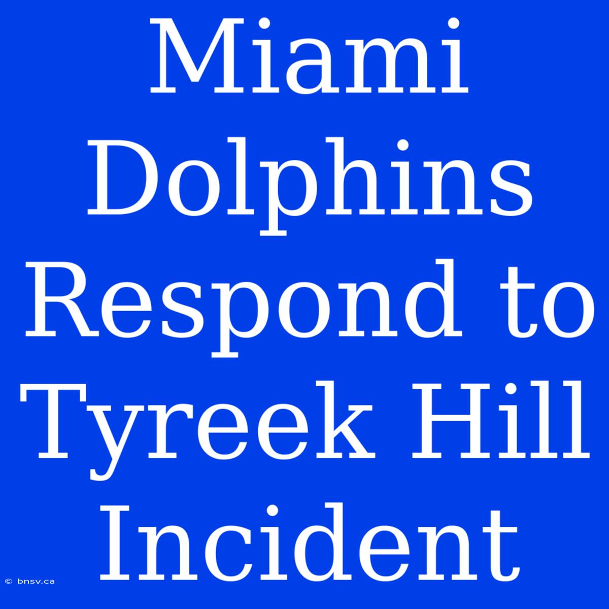 Miami Dolphins Respond To Tyreek Hill Incident