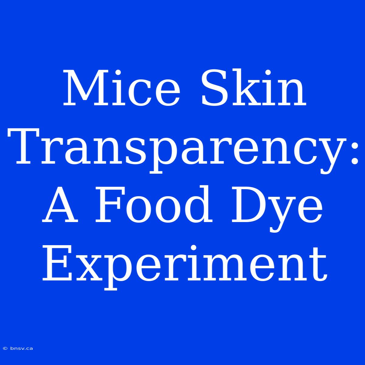 Mice Skin Transparency: A Food Dye Experiment