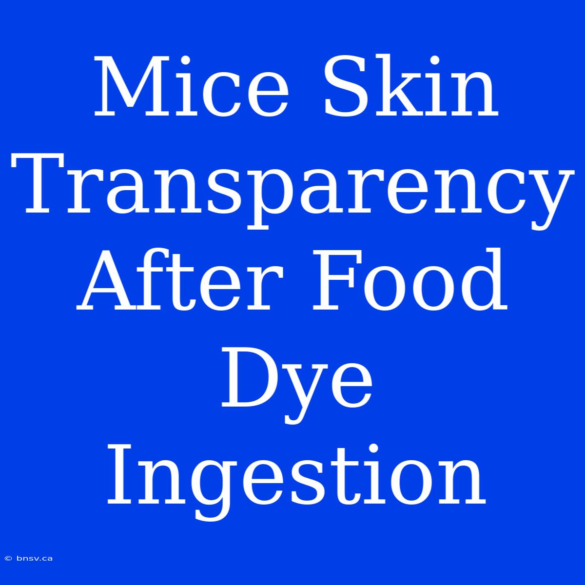 Mice Skin Transparency After Food Dye Ingestion