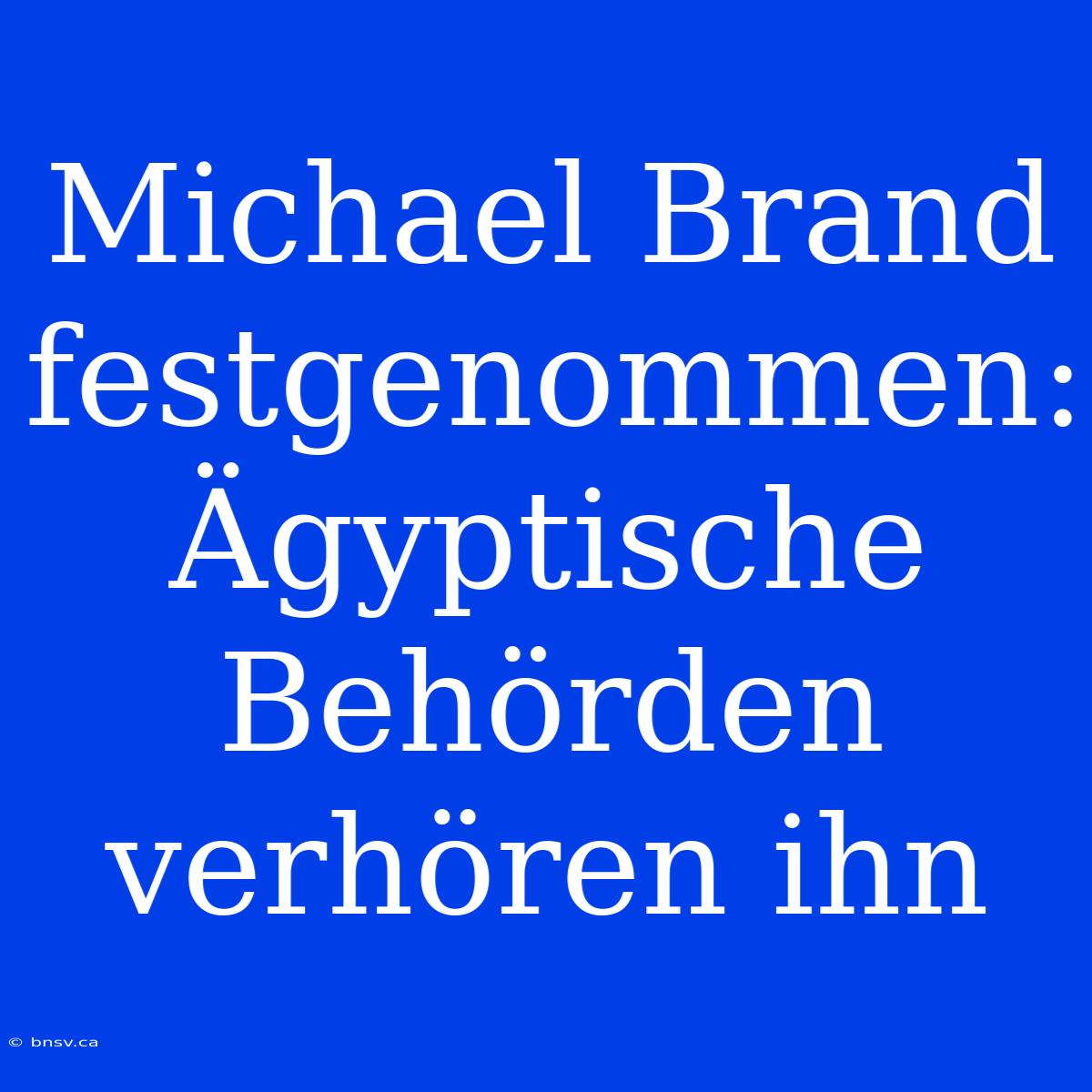 Michael Brand Festgenommen: Ägyptische Behörden Verhören Ihn