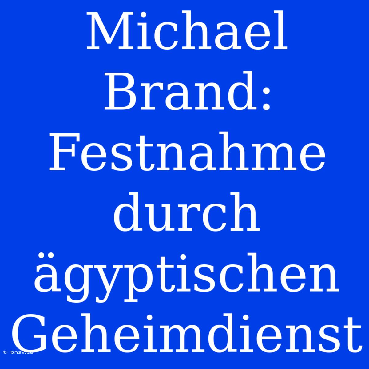 Michael Brand: Festnahme Durch Ägyptischen Geheimdienst