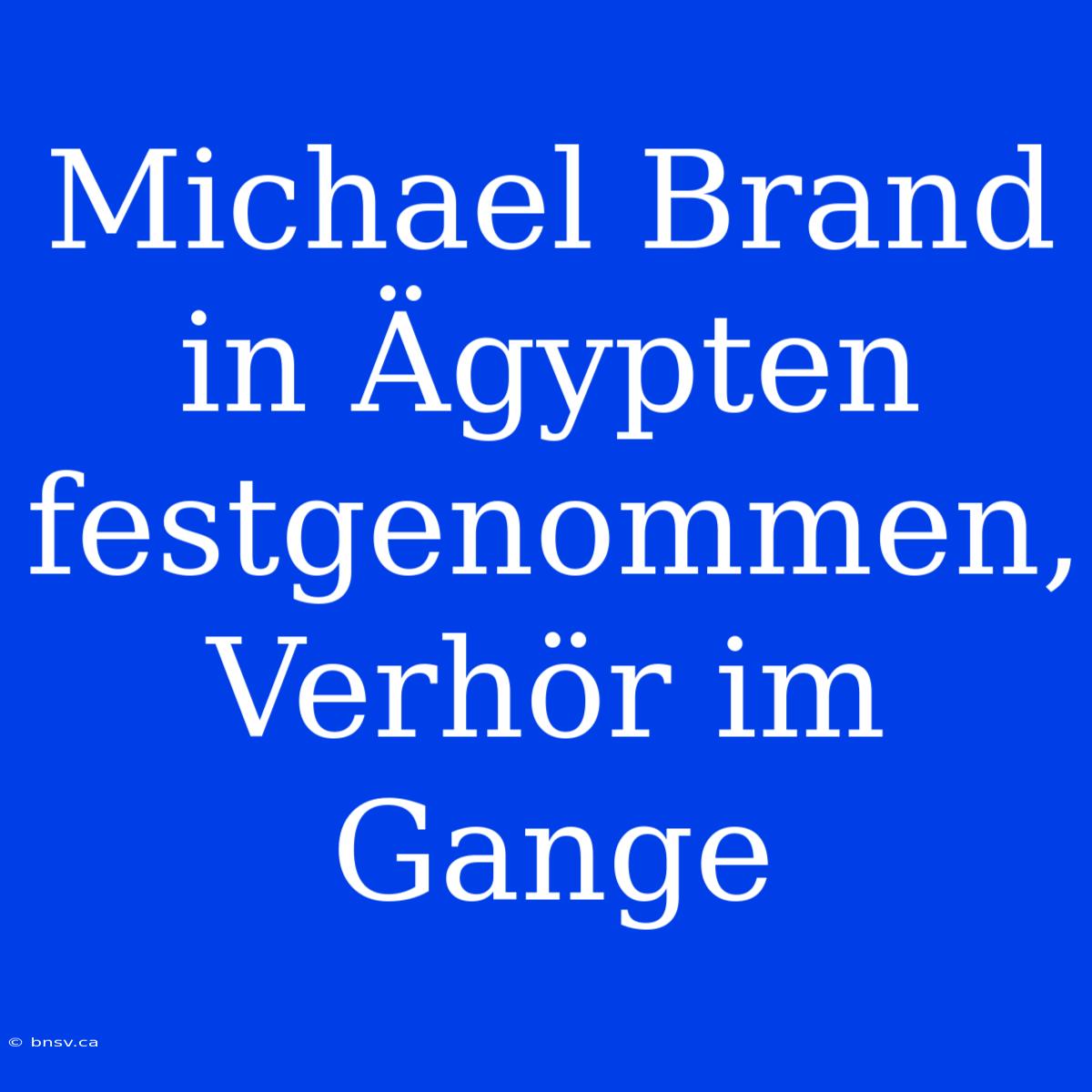 Michael Brand In Ägypten Festgenommen, Verhör Im Gange