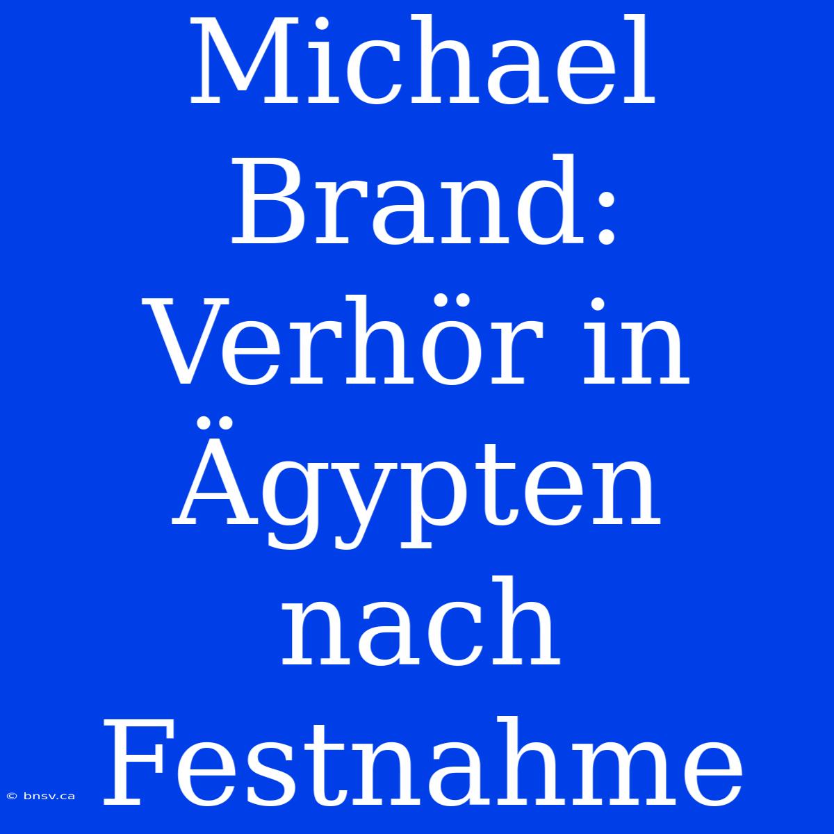 Michael Brand: Verhör In Ägypten Nach Festnahme