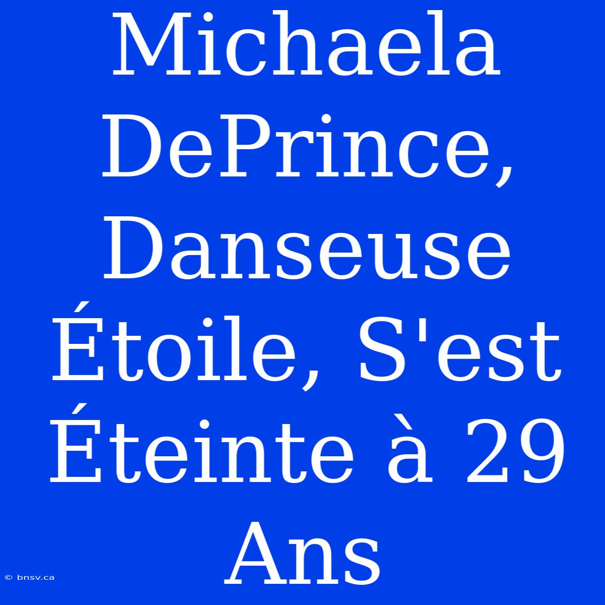 Michaela DePrince, Danseuse Étoile, S'est Éteinte À 29 Ans