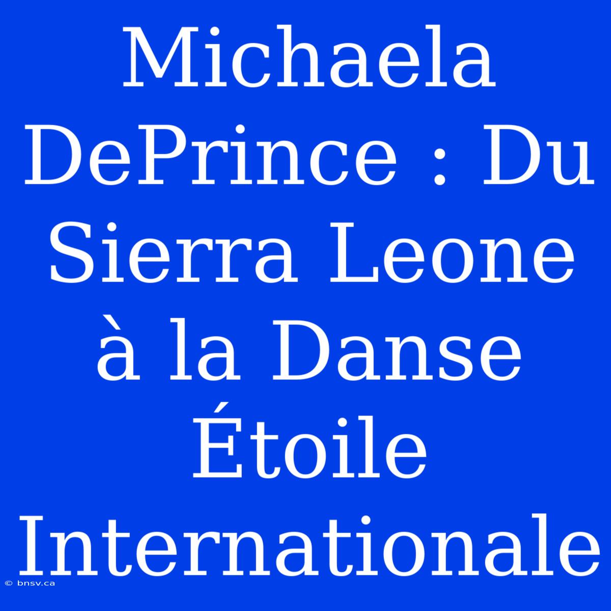 Michaela DePrince : Du Sierra Leone À La Danse Étoile Internationale