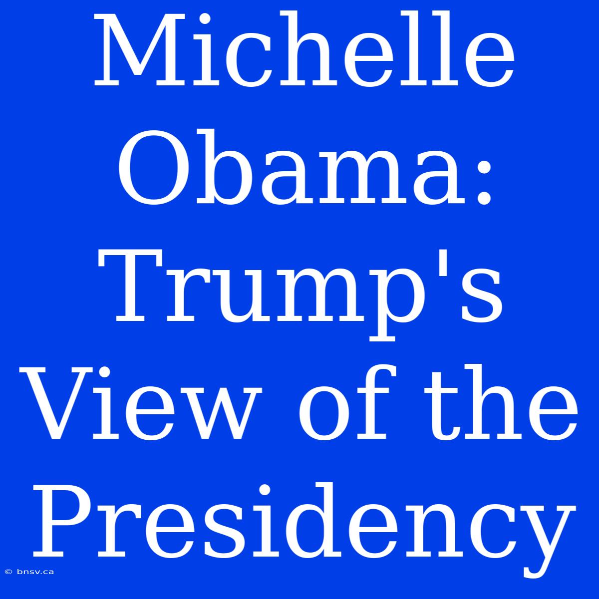 Michelle Obama: Trump's View Of The Presidency