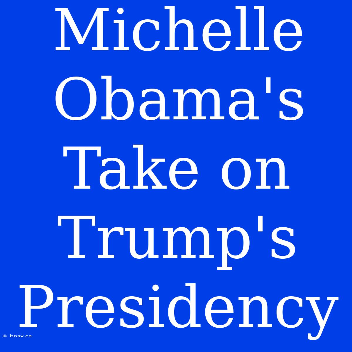 Michelle Obama's Take On Trump's Presidency