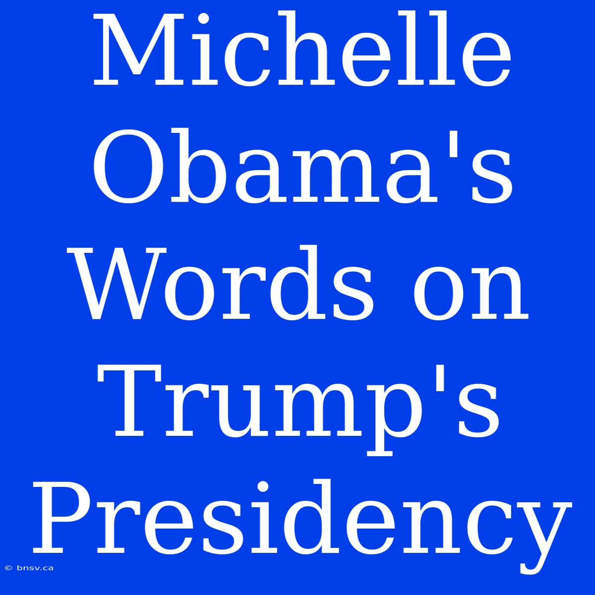 Michelle Obama's Words On Trump's Presidency