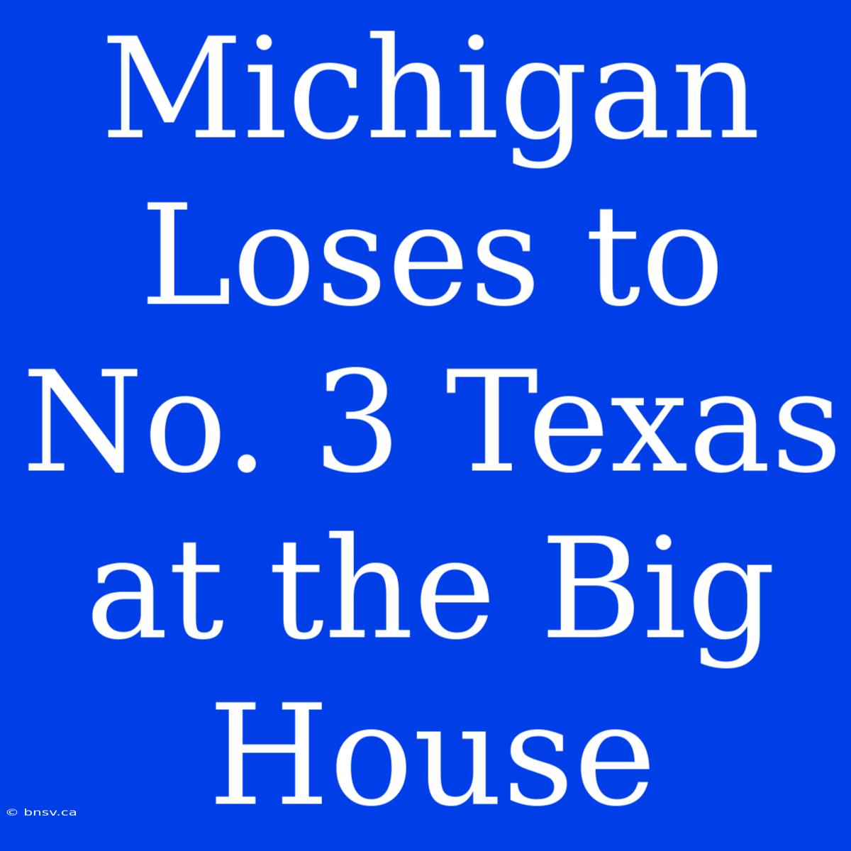 Michigan Loses To No. 3 Texas At The Big House