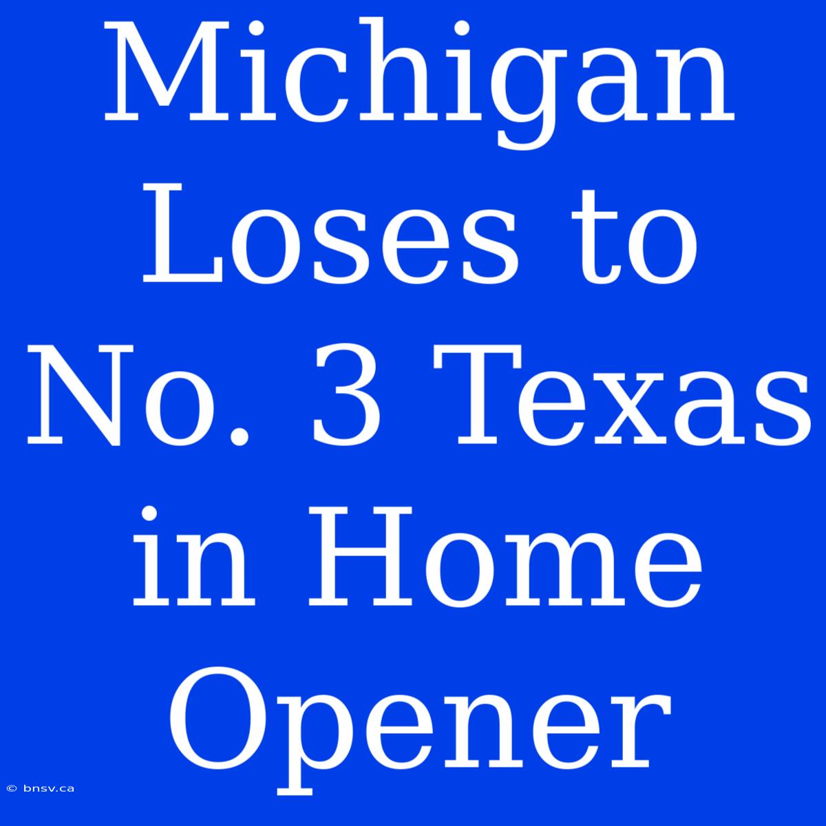 Michigan Loses To No. 3 Texas In Home Opener