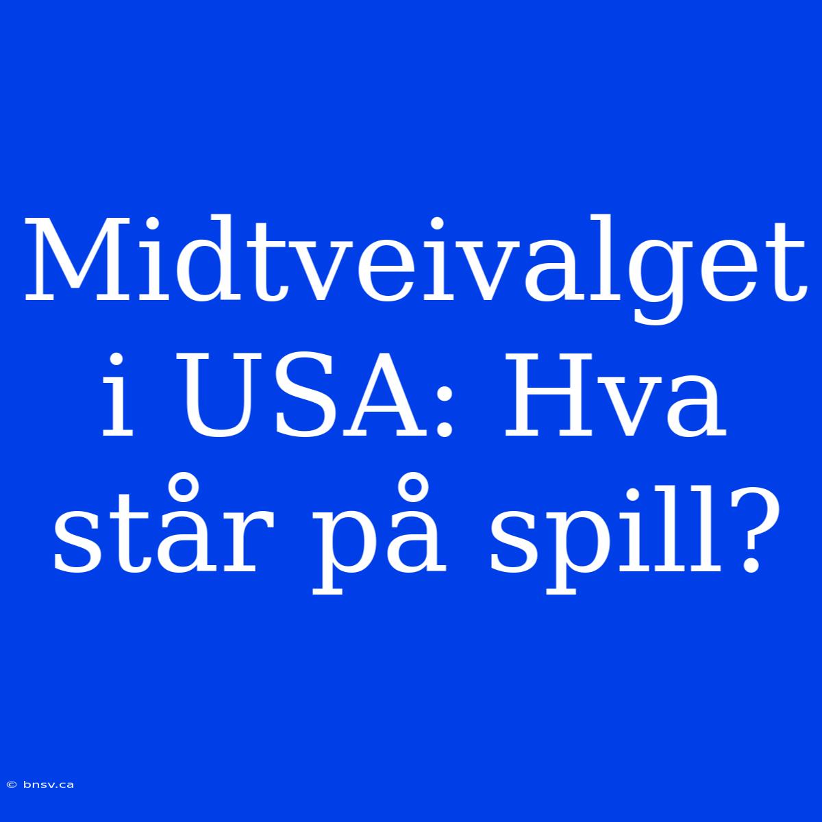 Midtveivalget I USA: Hva Står På Spill?