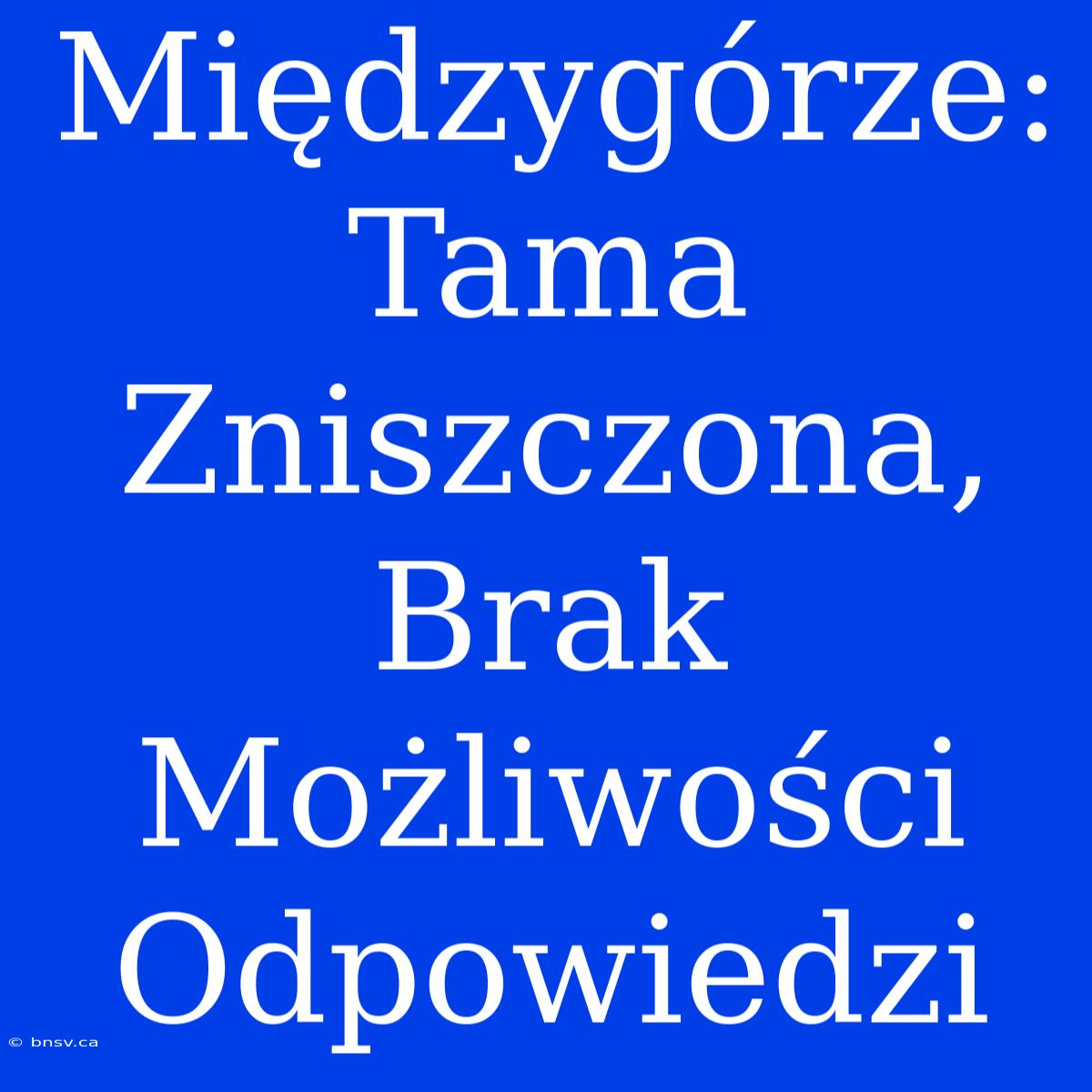 Międzygórze: Tama Zniszczona, Brak Możliwości Odpowiedzi