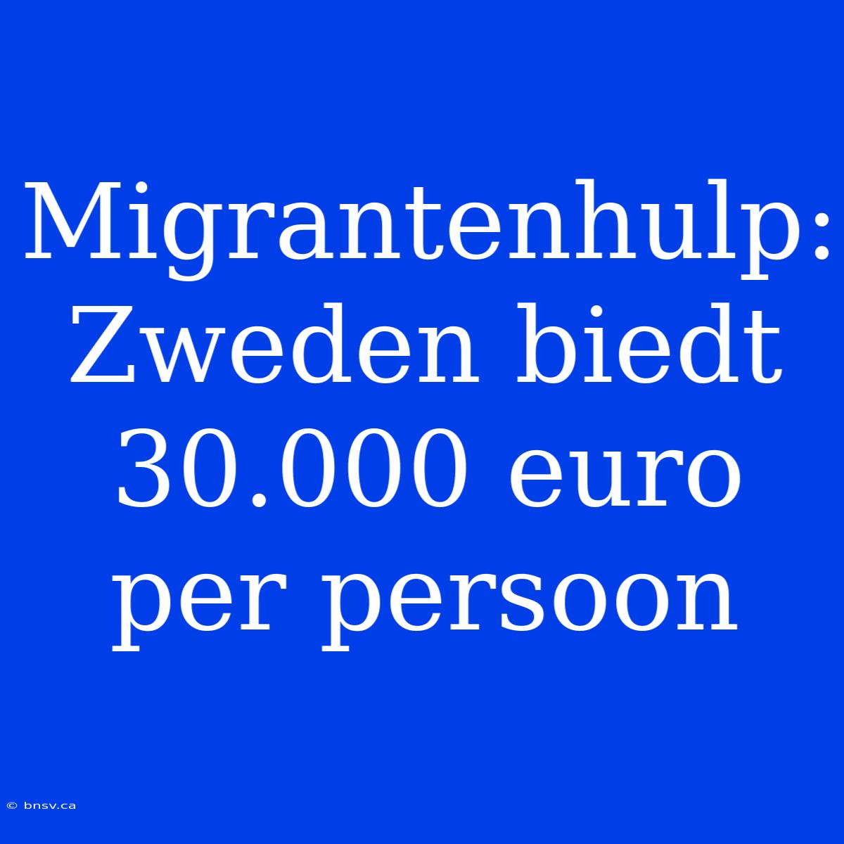 Migrantenhulp: Zweden Biedt 30.000 Euro Per Persoon