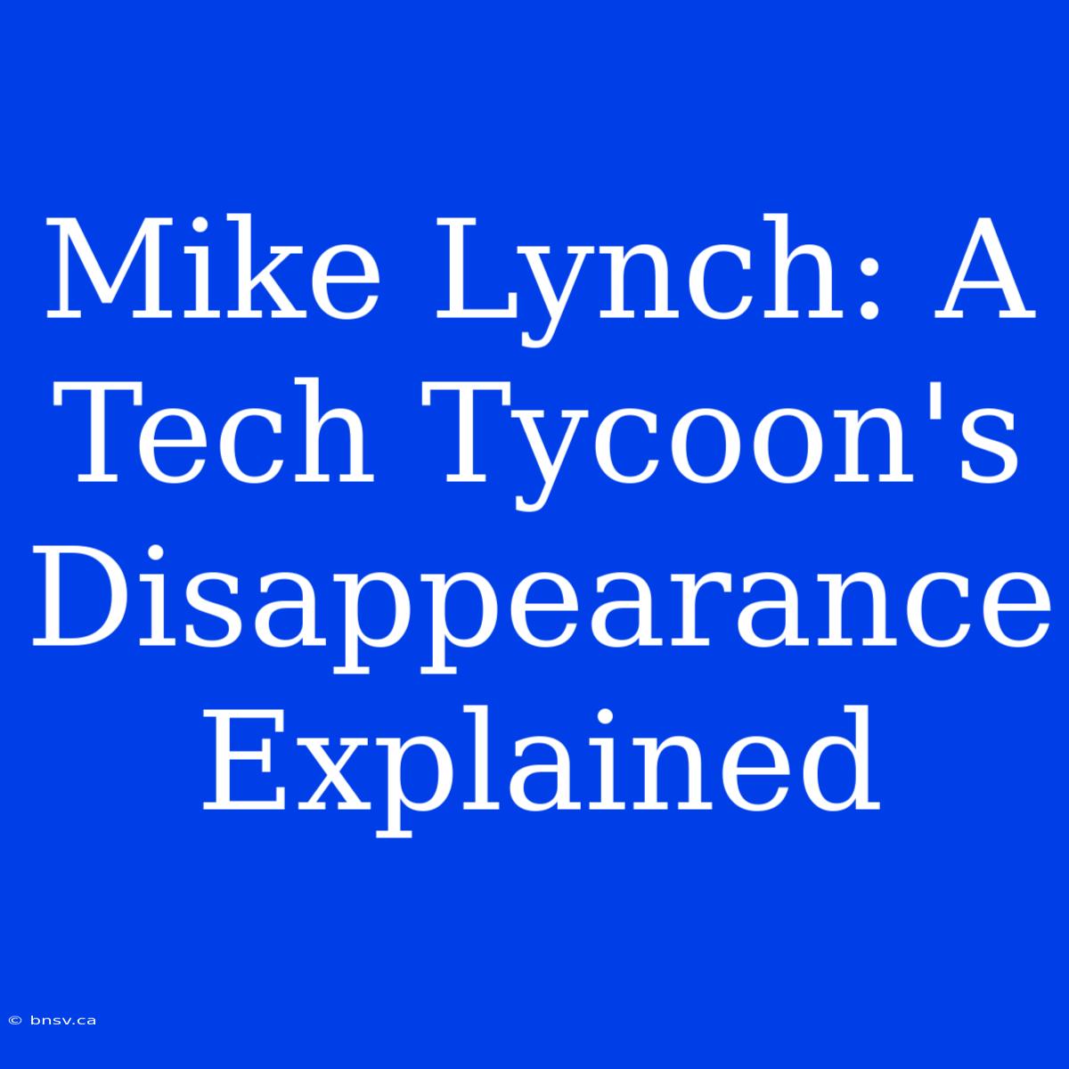 Mike Lynch: A Tech Tycoon's Disappearance Explained