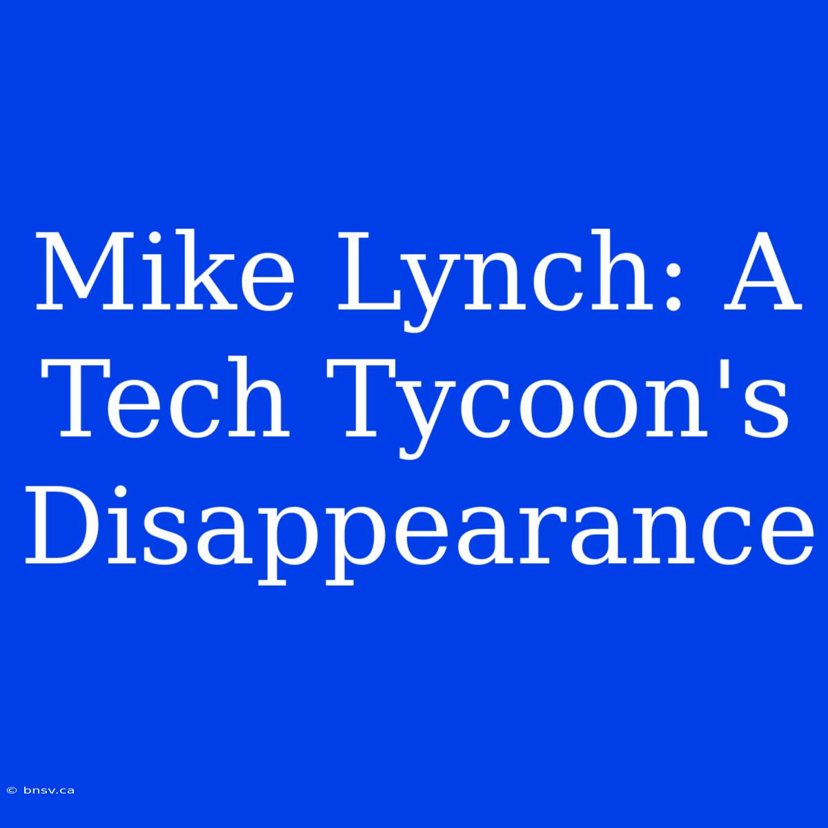 Mike Lynch: A Tech Tycoon's Disappearance