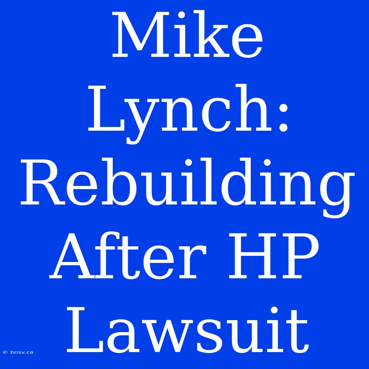 Mike Lynch: Rebuilding After HP Lawsuit