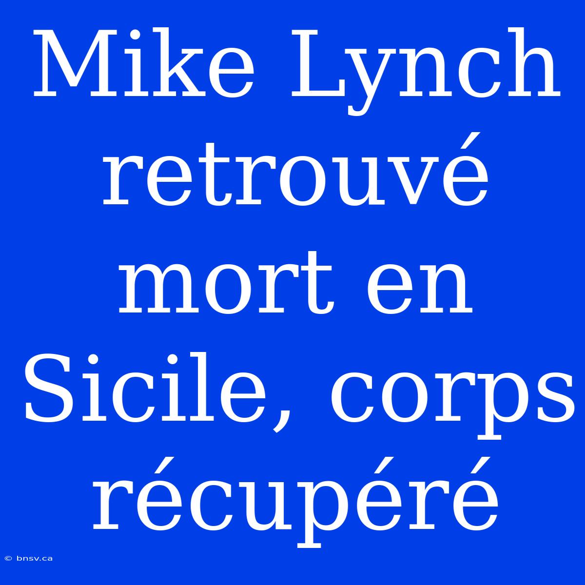 Mike Lynch Retrouvé Mort En Sicile, Corps Récupéré