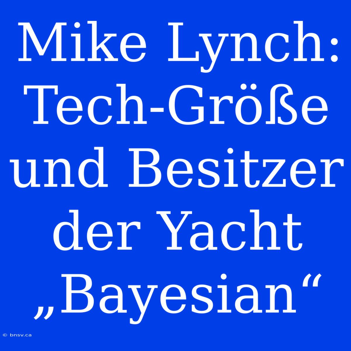 Mike Lynch:  Tech-Größe Und Besitzer Der Yacht „Bayesian“