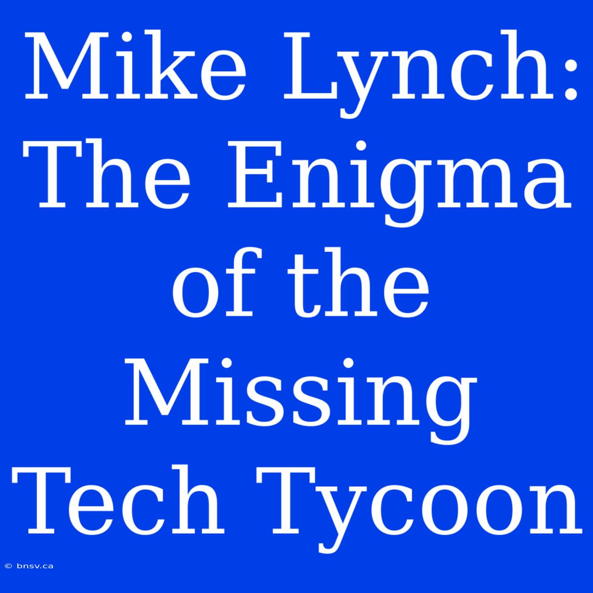 Mike Lynch: The Enigma Of The Missing Tech Tycoon