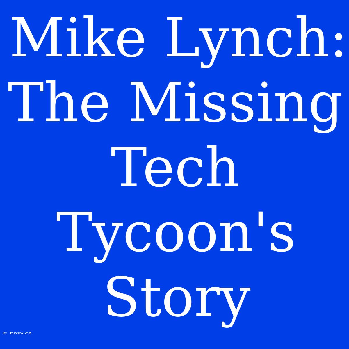 Mike Lynch: The Missing Tech Tycoon's Story