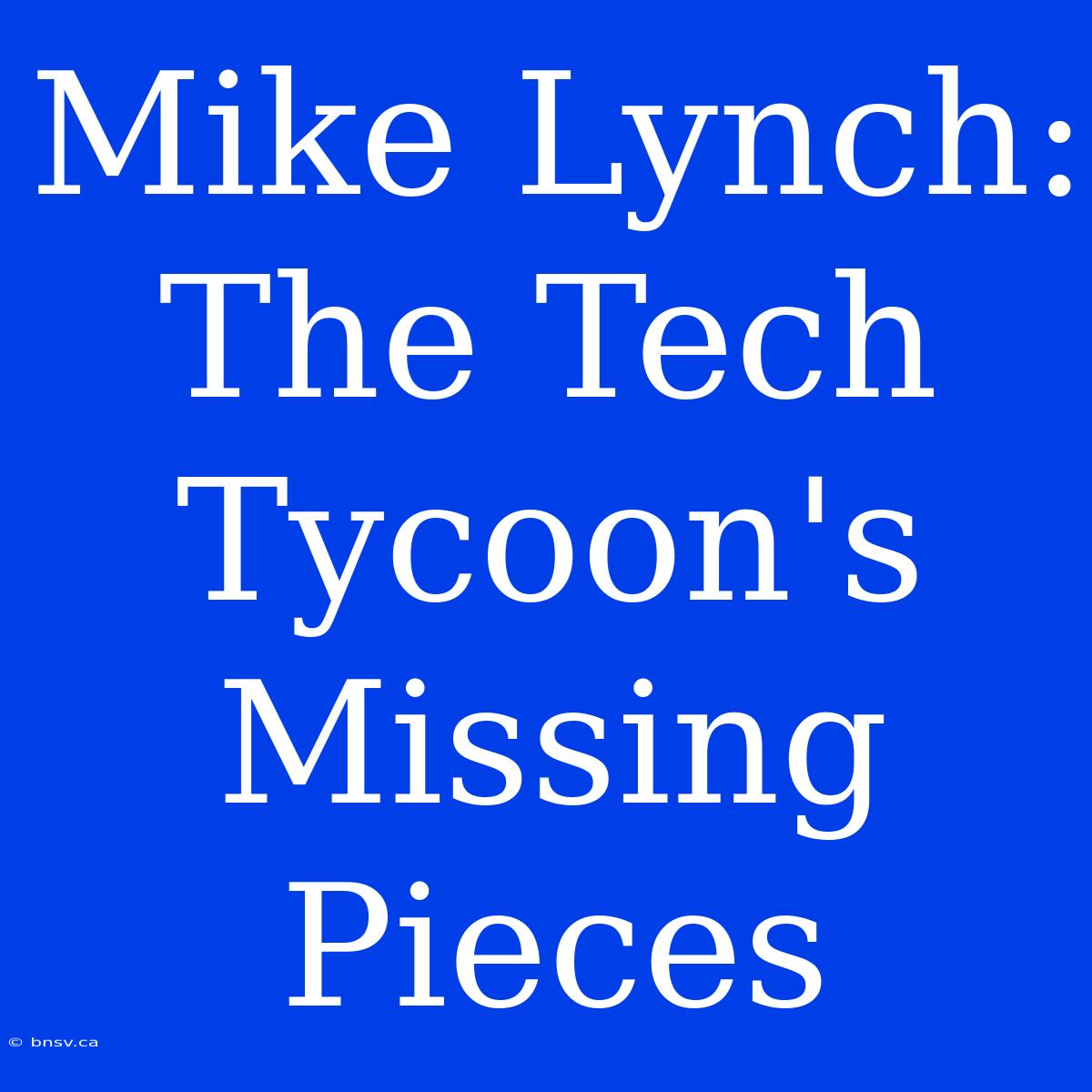 Mike Lynch: The Tech Tycoon's Missing Pieces