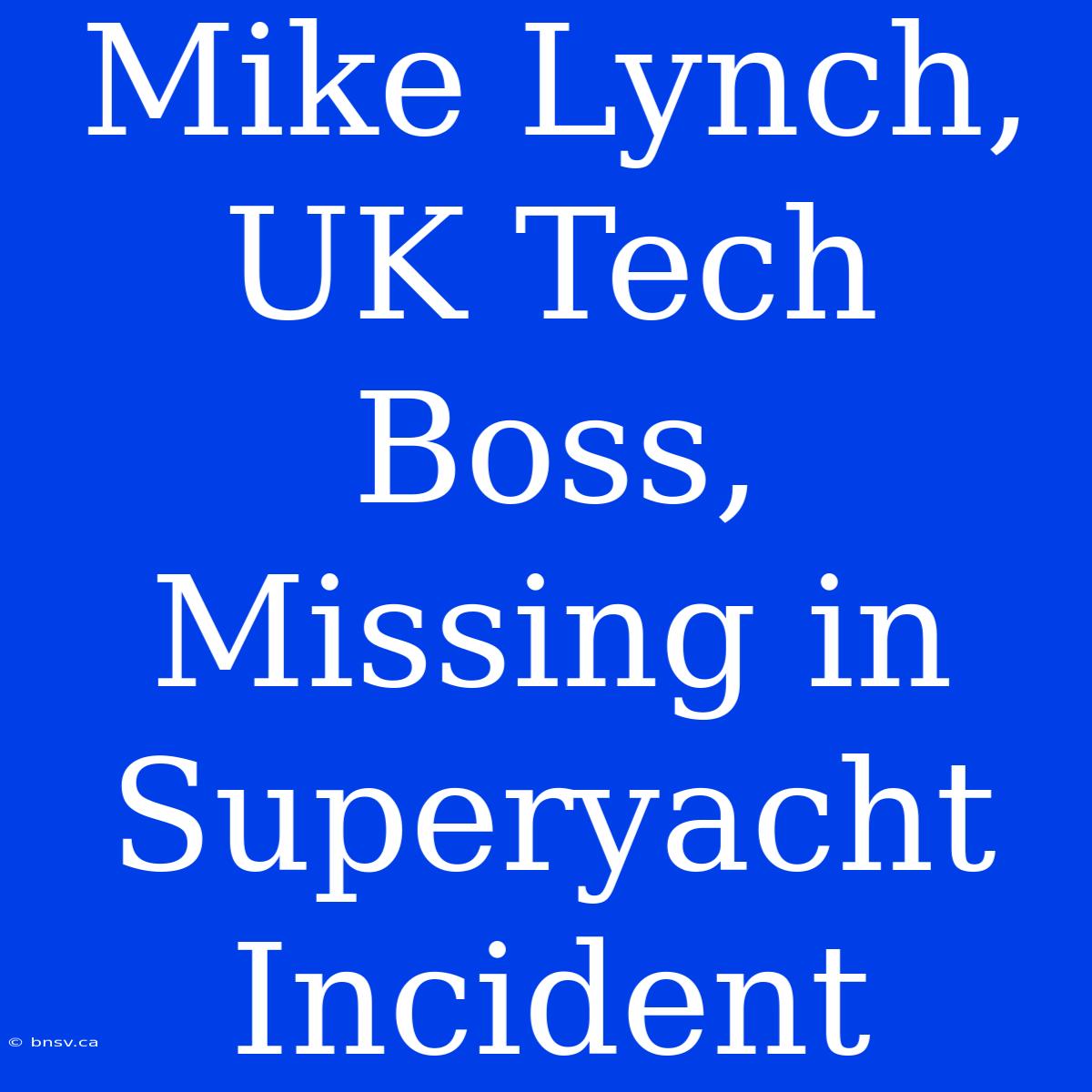 Mike Lynch, UK Tech Boss, Missing In Superyacht Incident