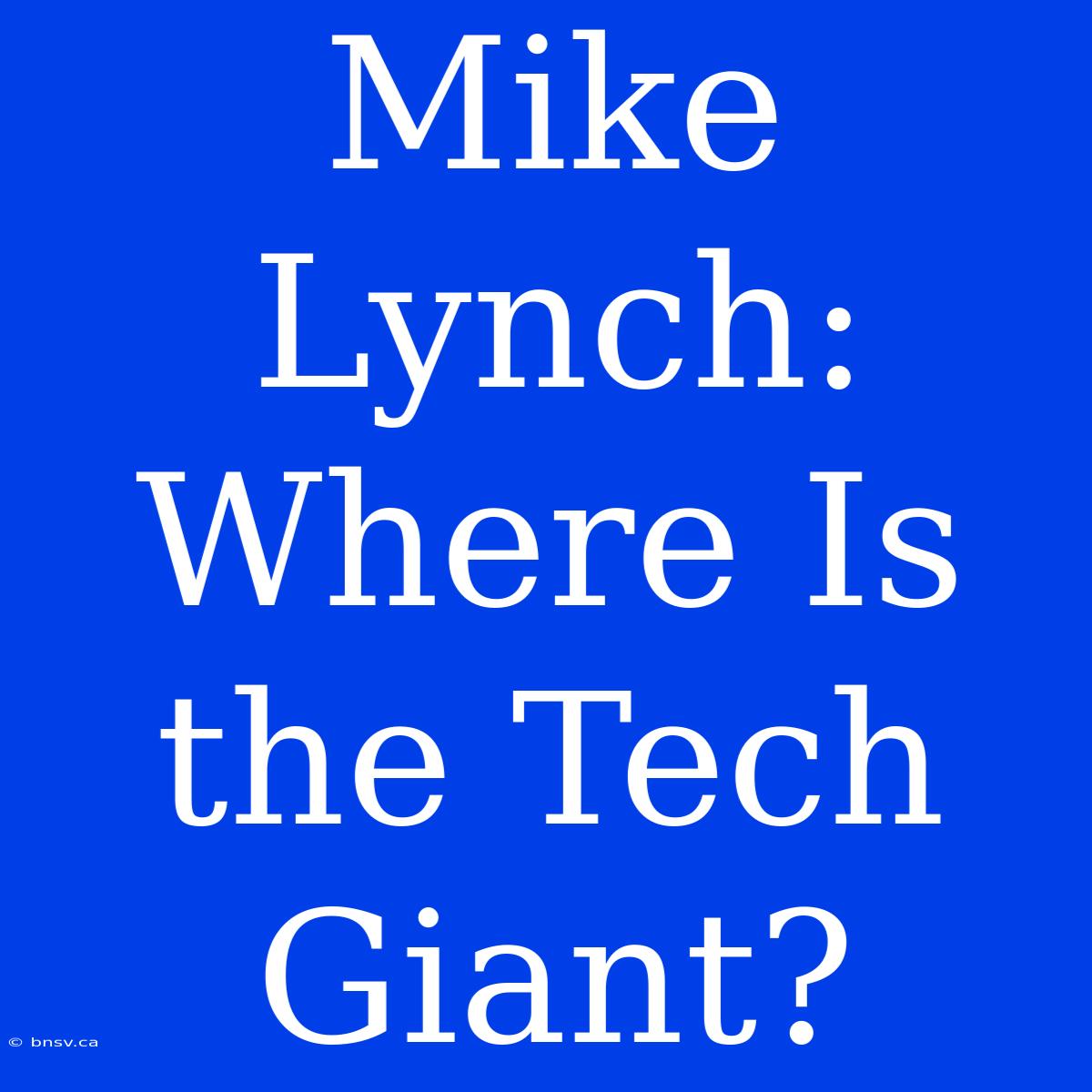 Mike Lynch: Where Is The Tech Giant?