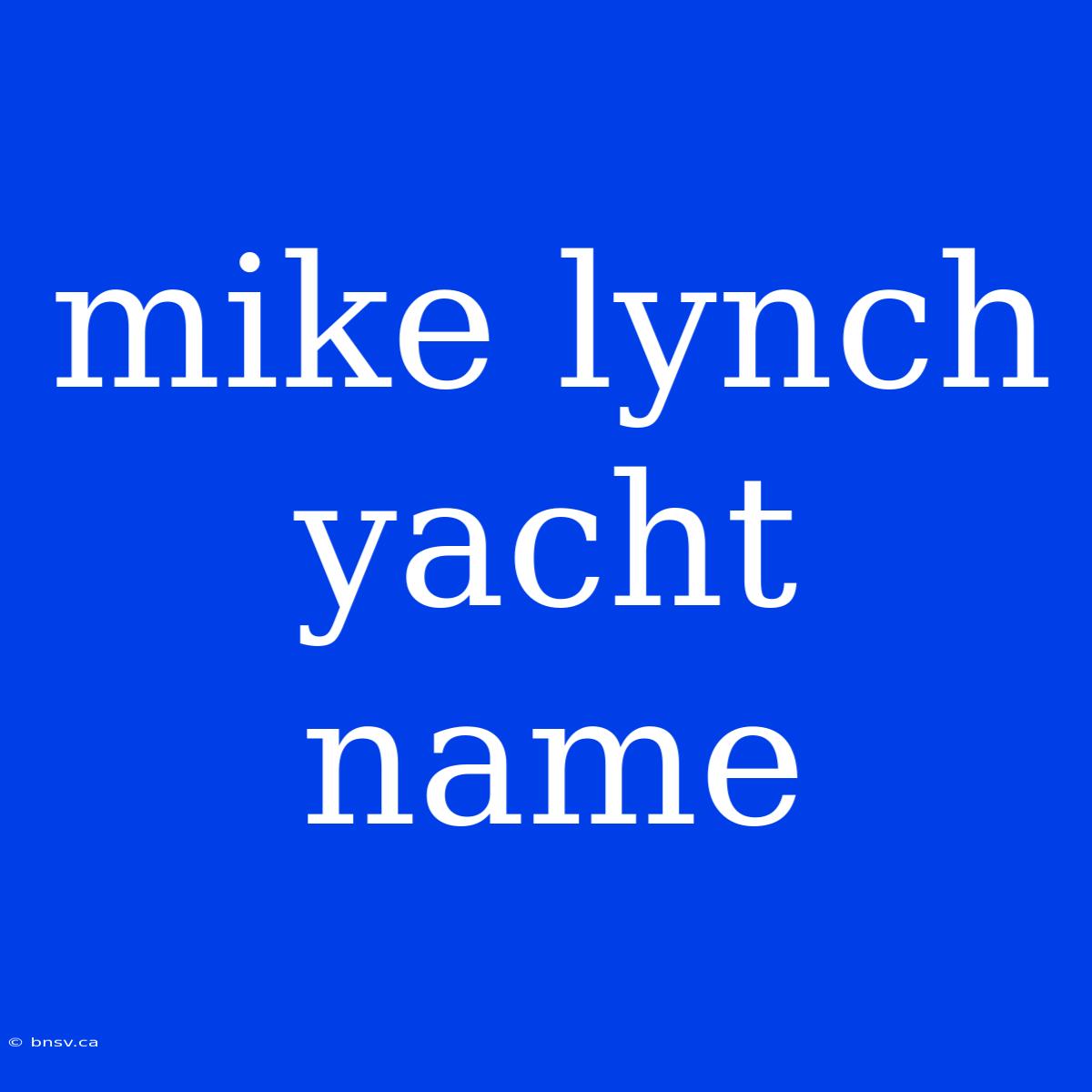 Mike Lynch Yacht Name