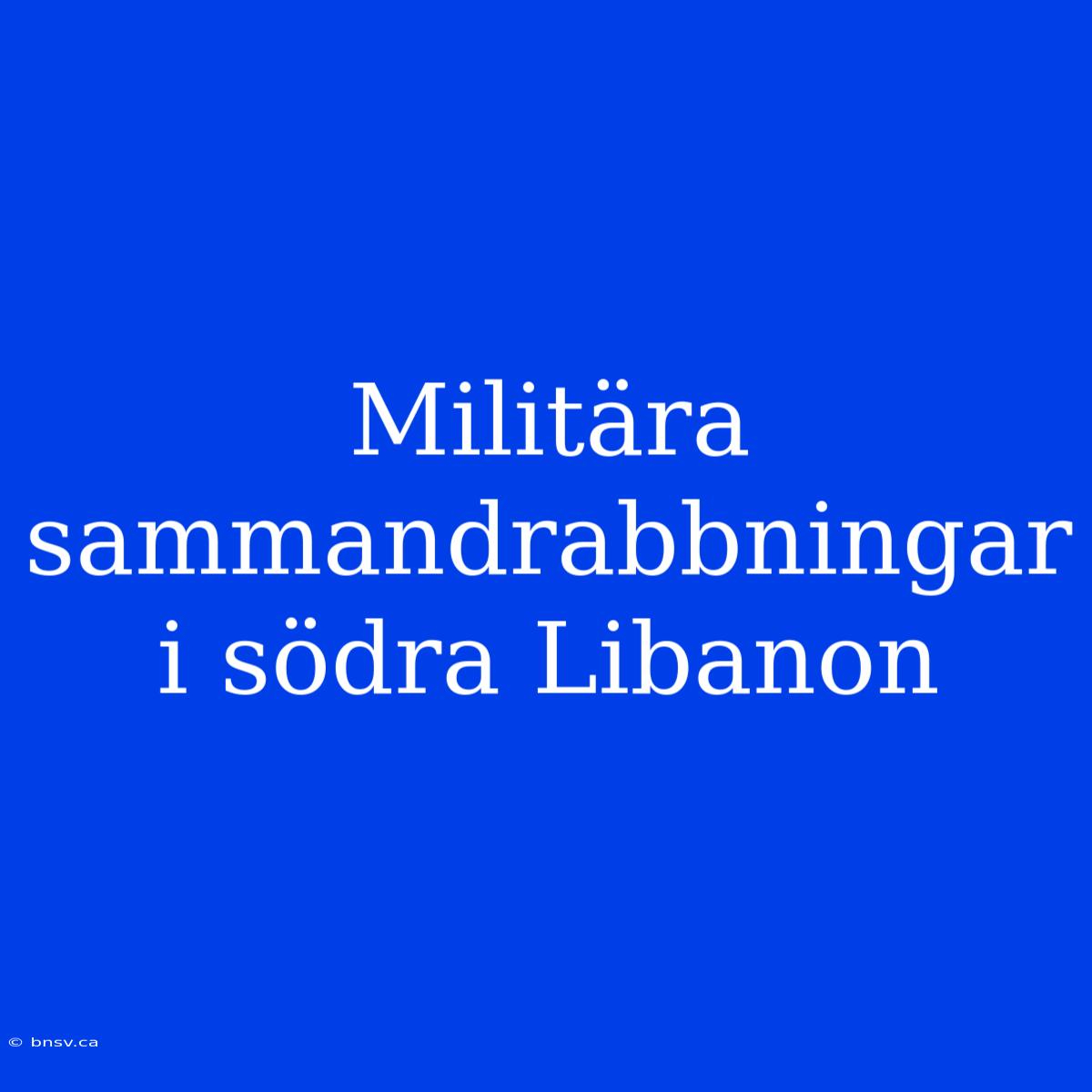 Militära Sammandrabbningar I Södra Libanon