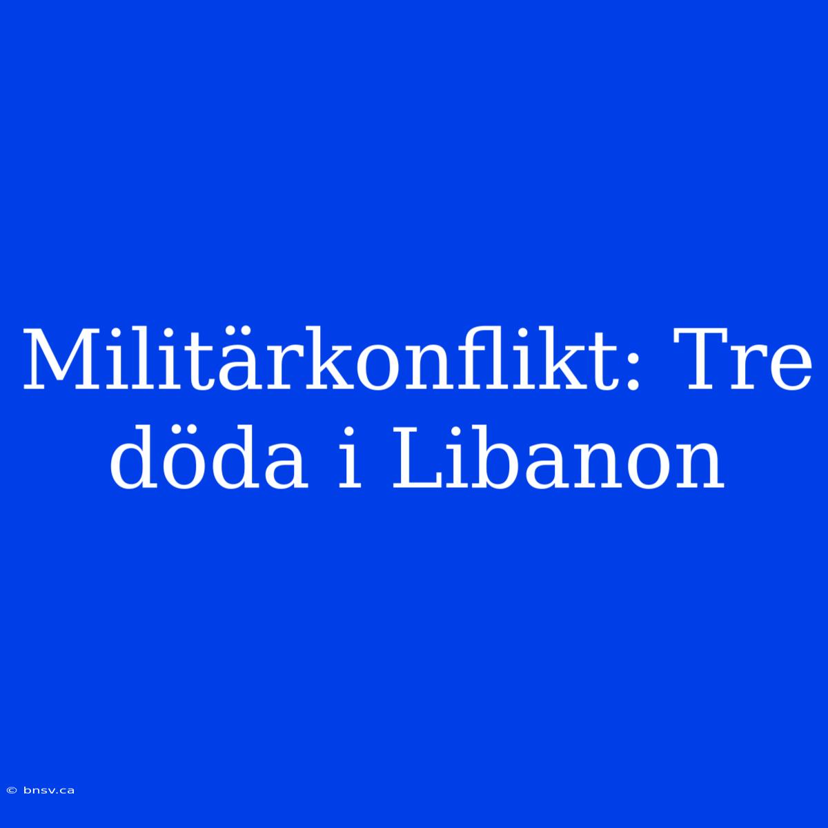 Militärkonflikt: Tre Döda I Libanon