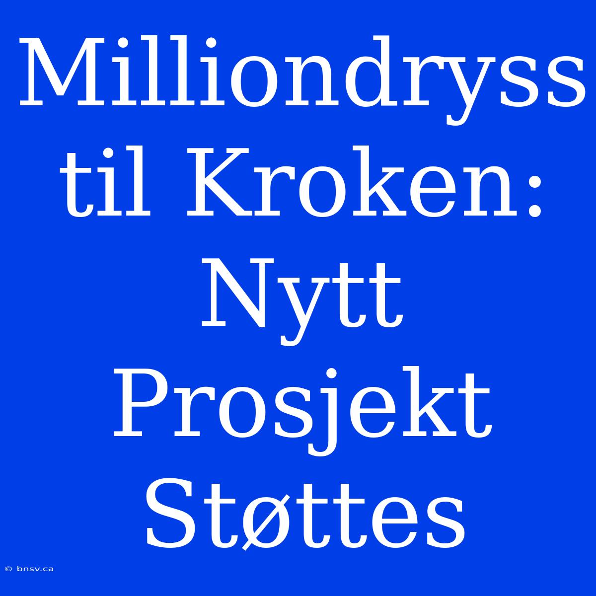 Milliondryss Til Kroken: Nytt Prosjekt Støttes