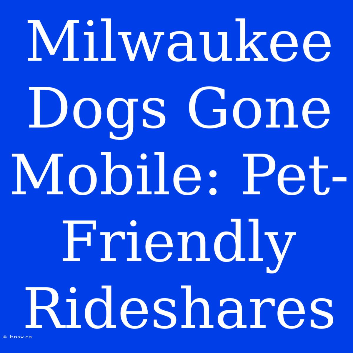 Milwaukee Dogs Gone Mobile: Pet-Friendly Rideshares