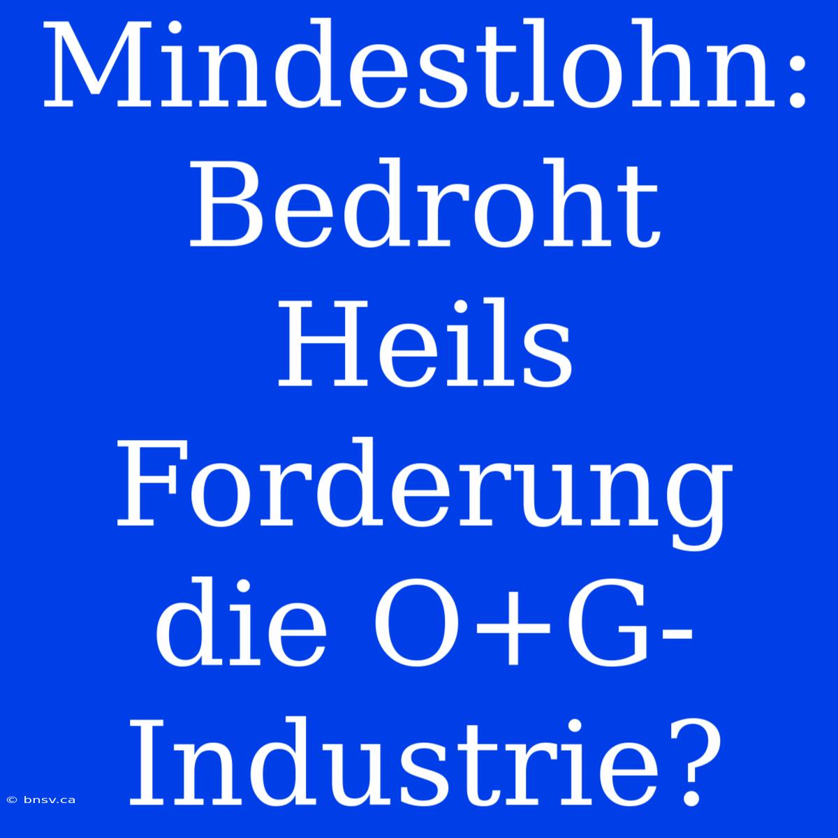 Mindestlohn: Bedroht Heils Forderung Die O+G-Industrie?