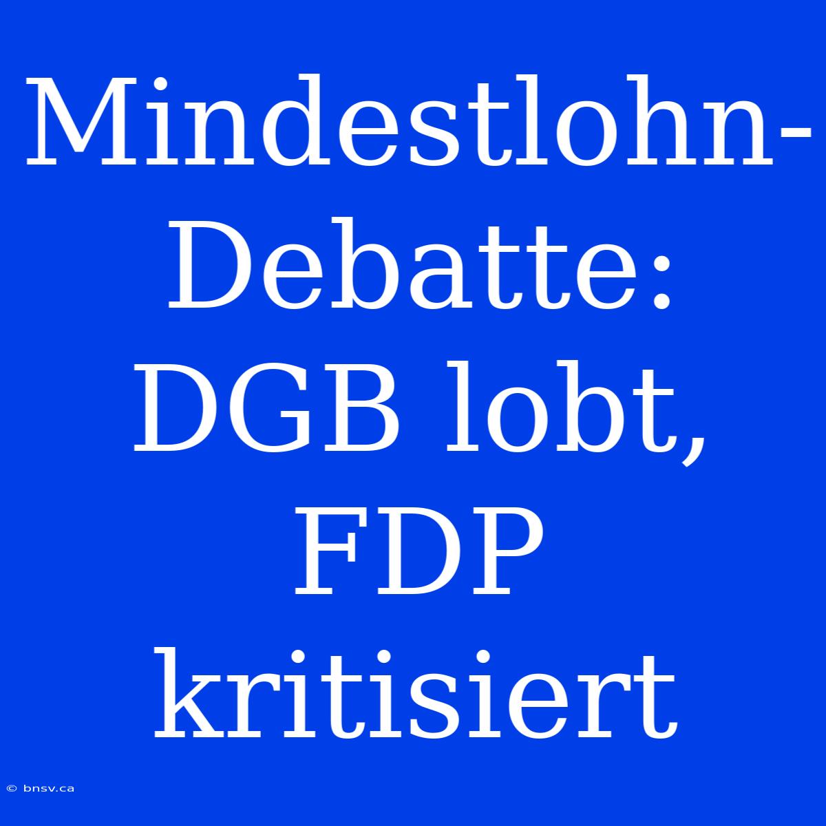 Mindestlohn-Debatte: DGB Lobt, FDP Kritisiert