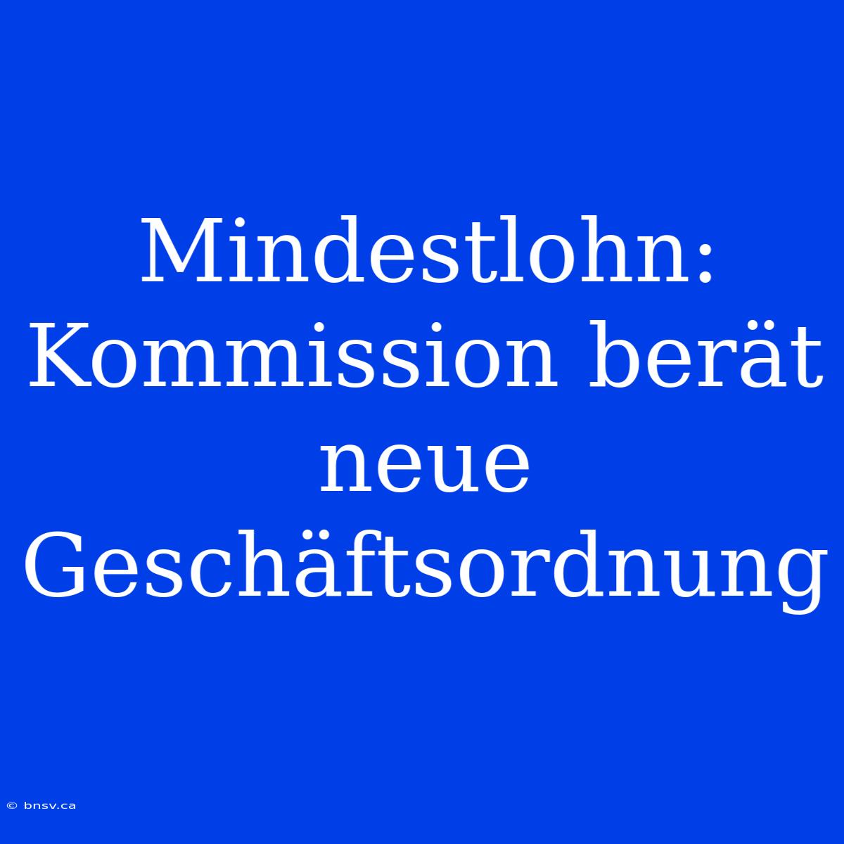 Mindestlohn: Kommission Berät Neue Geschäftsordnung