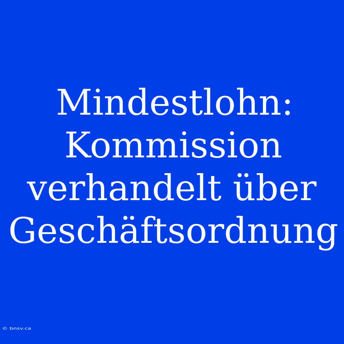 Mindestlohn: Kommission Verhandelt Über Geschäftsordnung