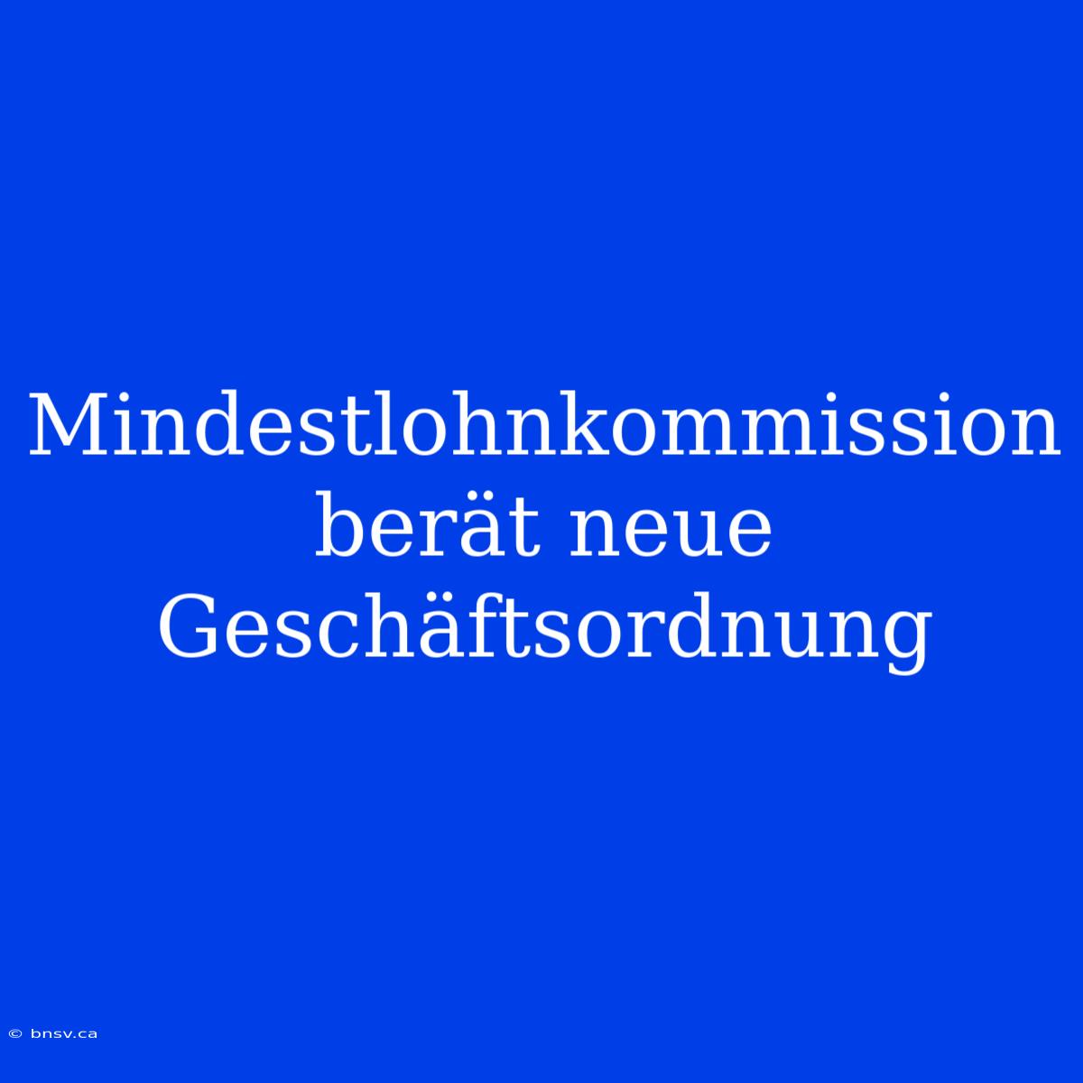 Mindestlohnkommission Berät Neue Geschäftsordnung