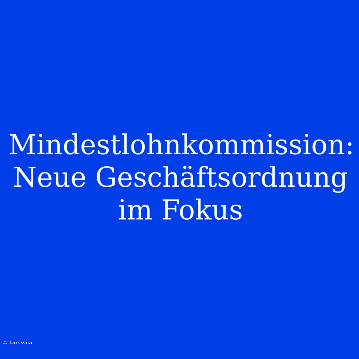 Mindestlohnkommission: Neue Geschäftsordnung Im Fokus