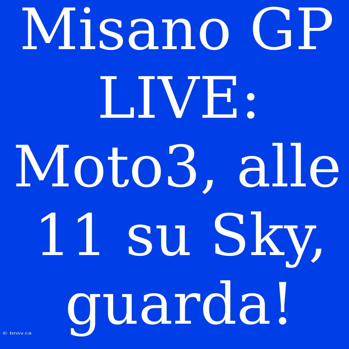 Misano GP LIVE: Moto3, Alle 11 Su Sky, Guarda!