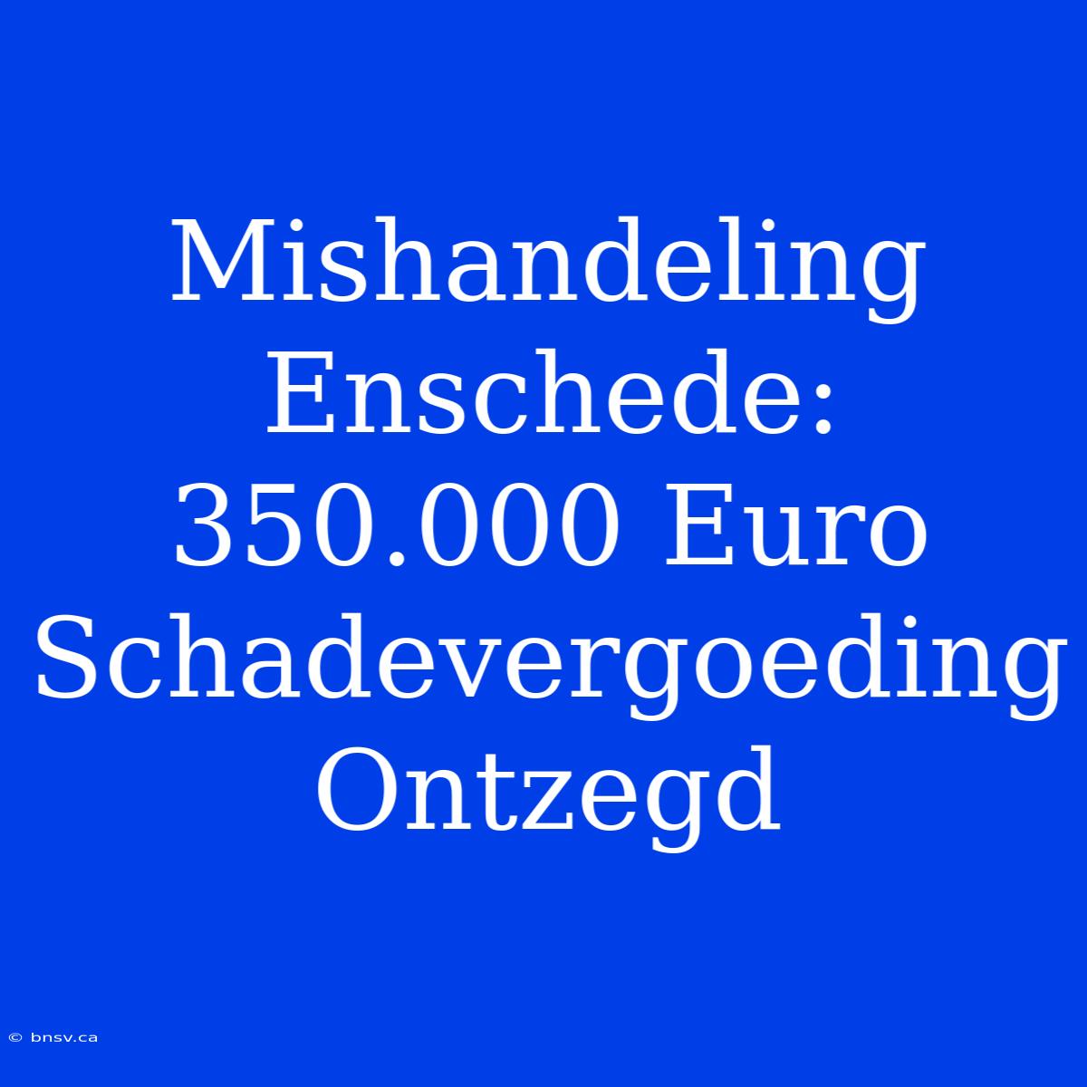 Mishandeling Enschede: 350.000 Euro Schadevergoeding Ontzegd