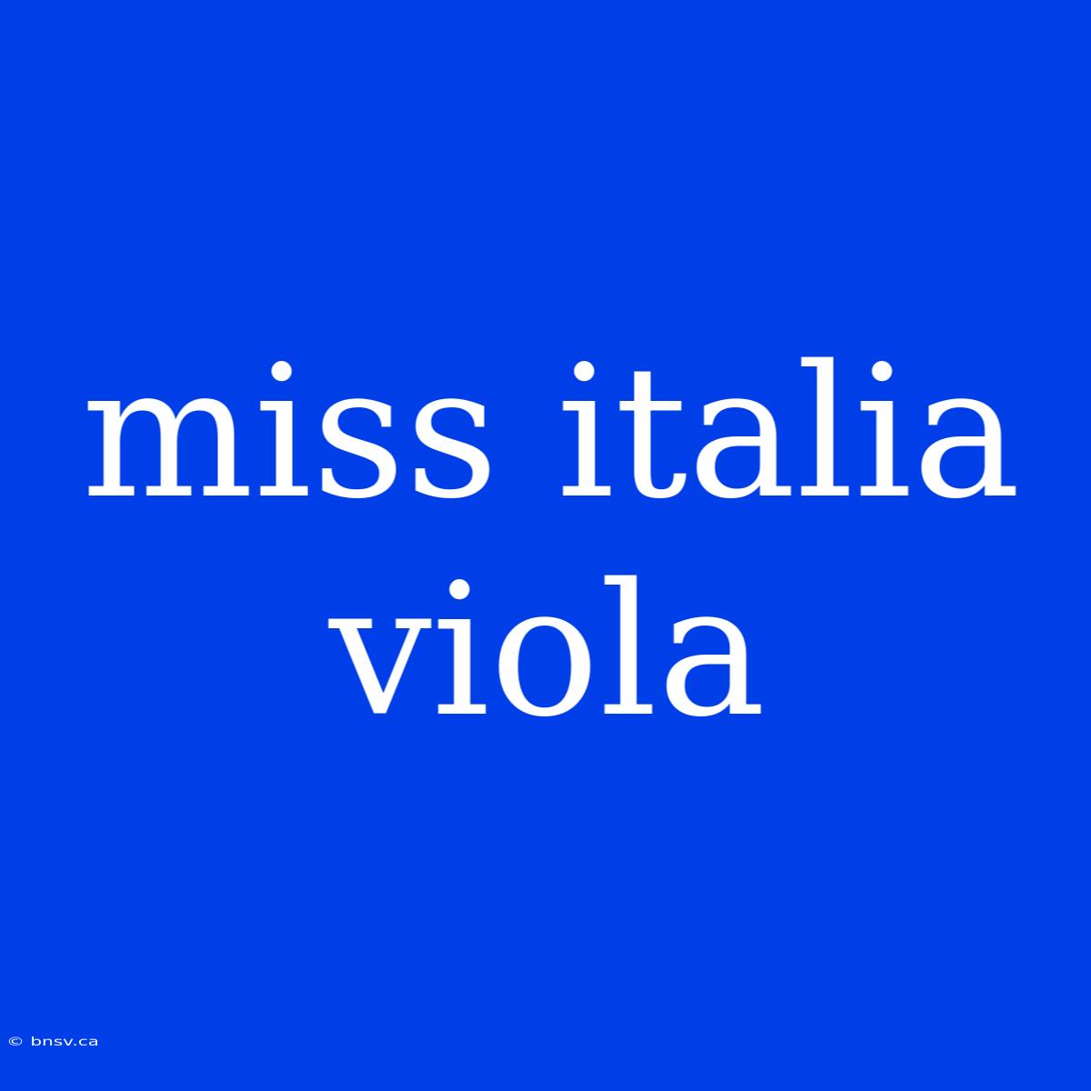 Miss Italia Viola